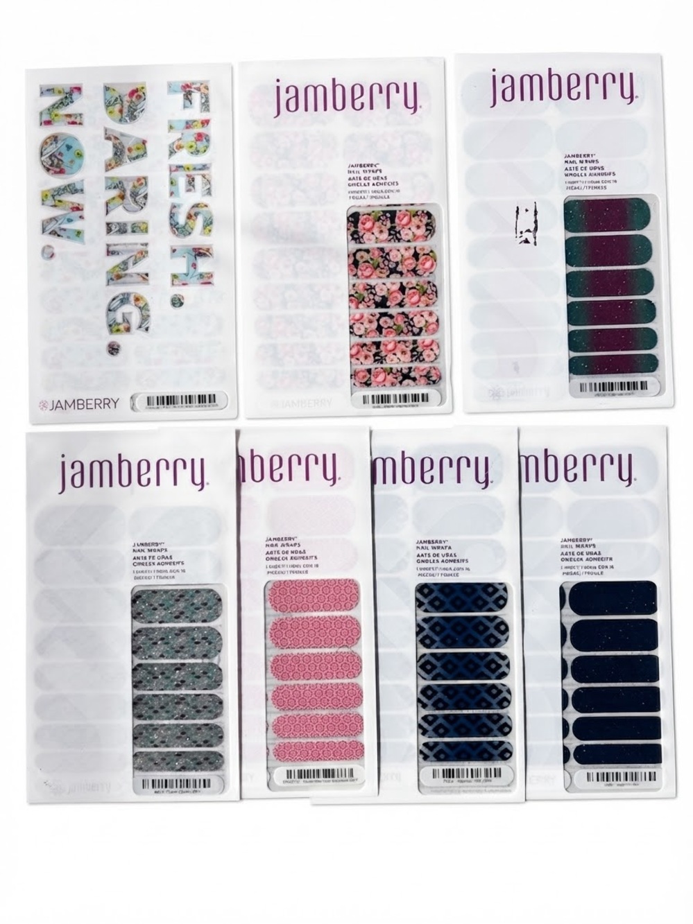 Jamberry Nail Wraps Bundle - Lot of 7 Discontinued & Rare Styles